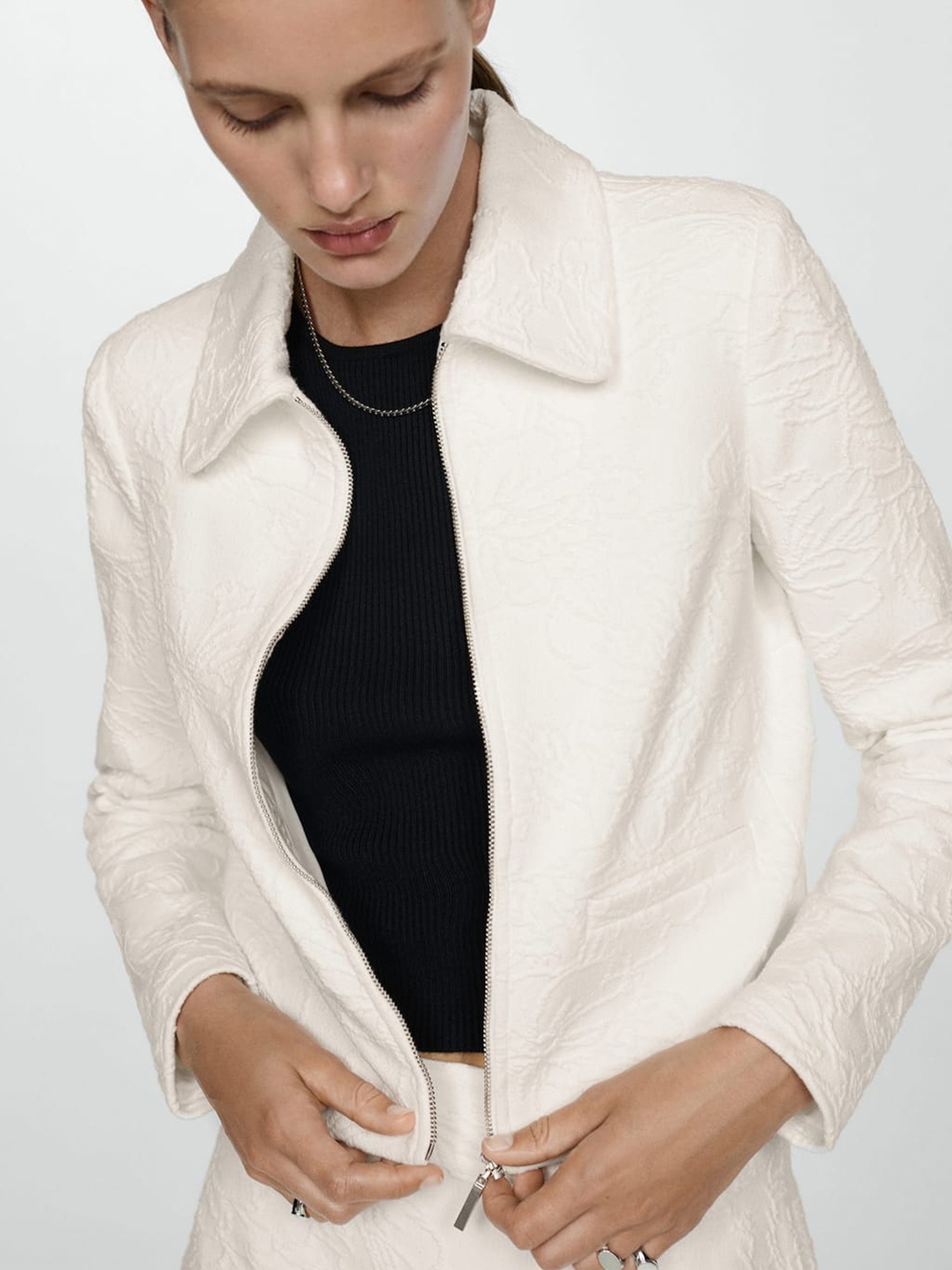 

MANGO Open Front Blazer, Cream