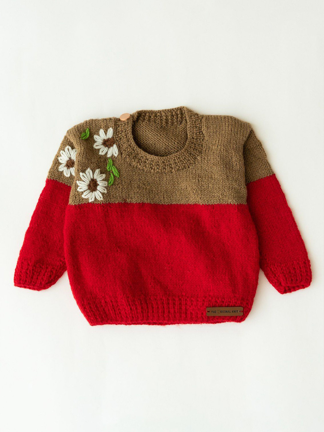 

The Original Knit Unisex Kids Floral Pullover, Red