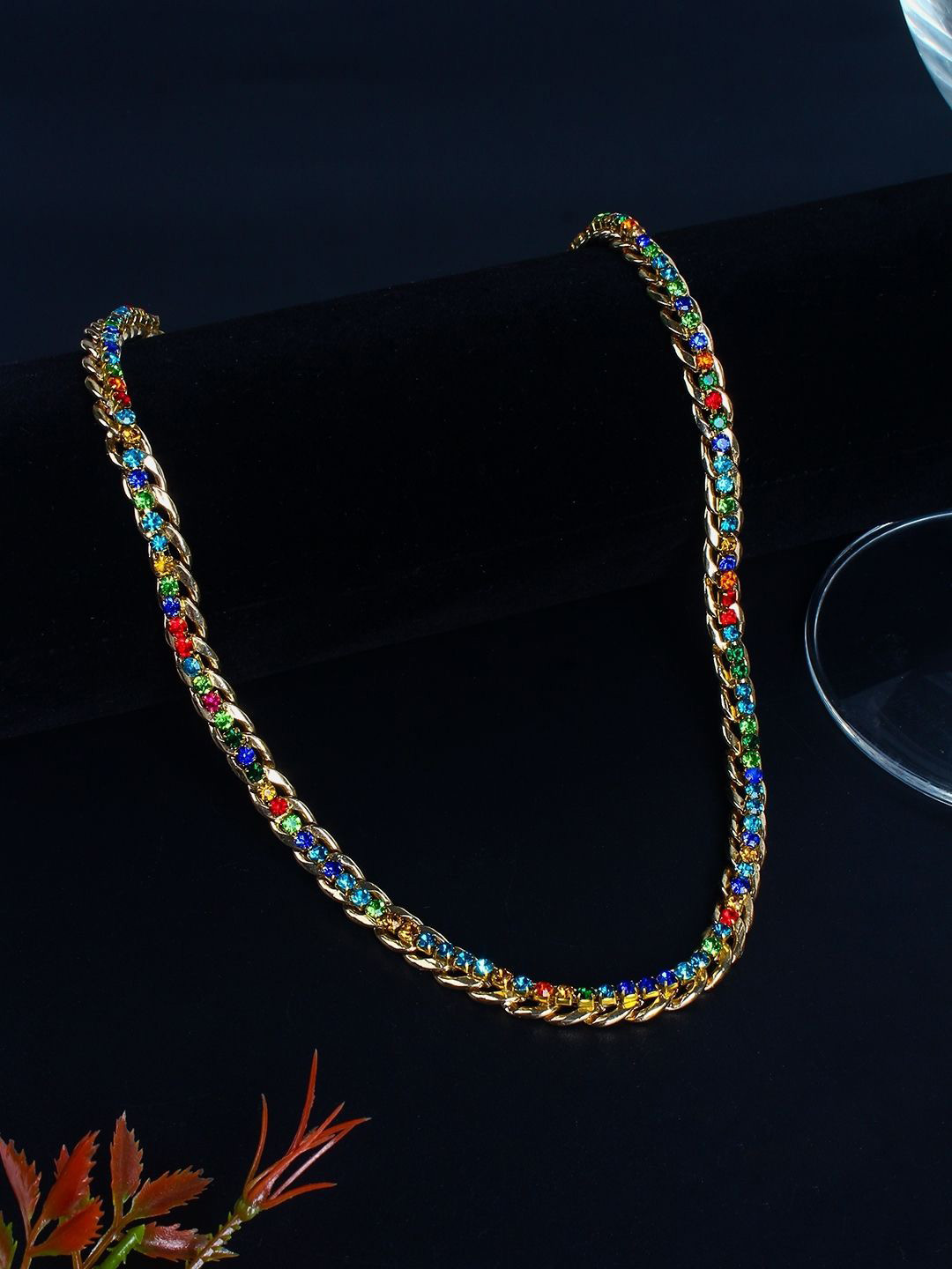 

KPOP Gold-Plated Stone Studded Minimal Necklace