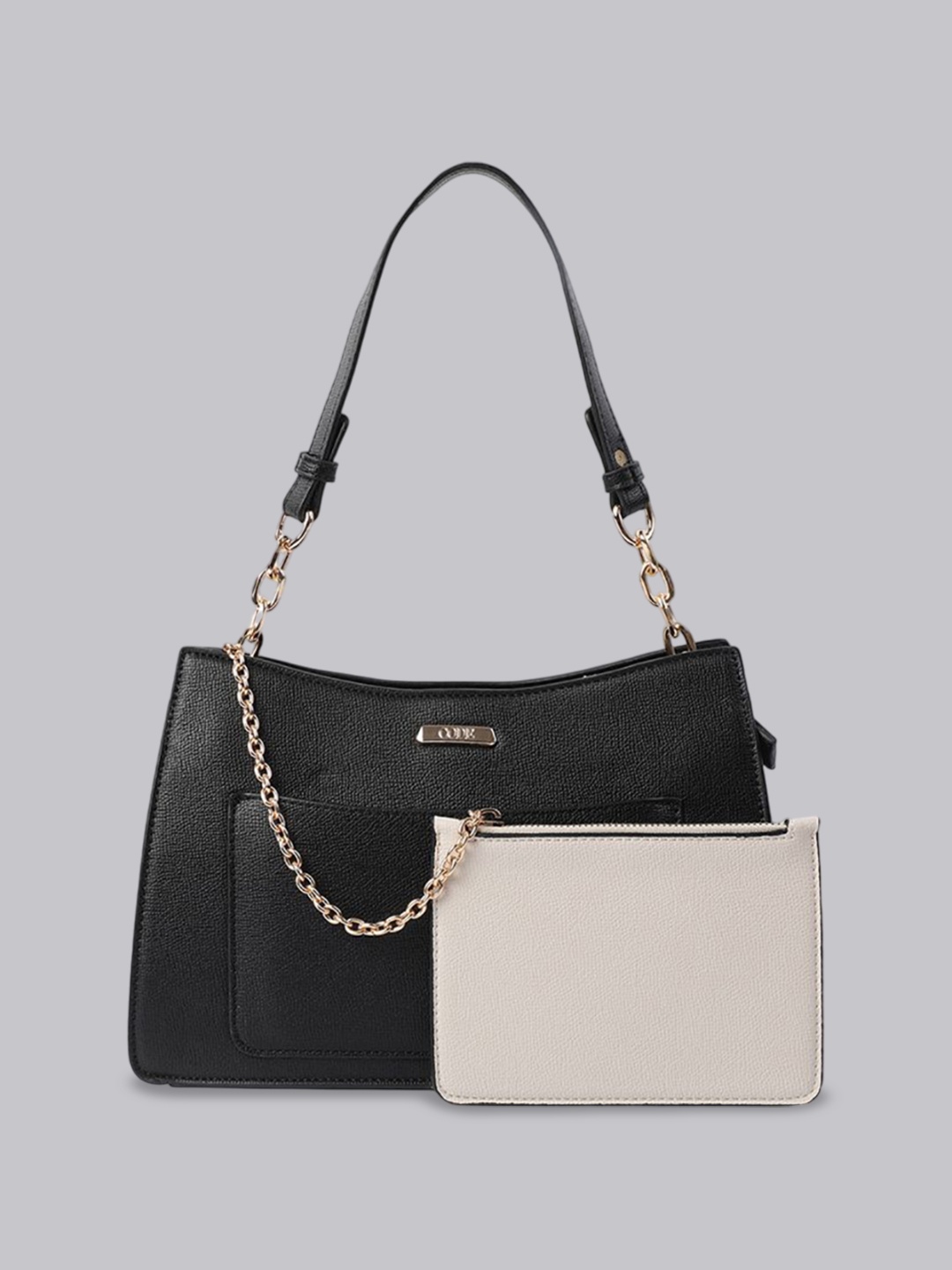 

CODE by Lifestyle Women Textured PU Structured Shoulder Bag with Pouch, Black