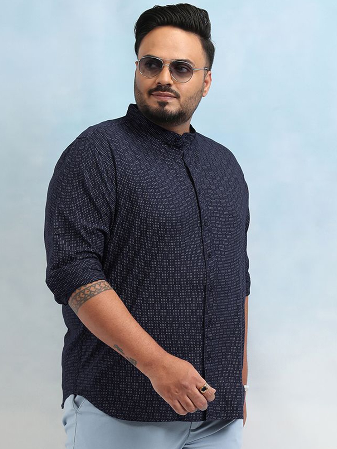 

HIGHLANDER Men Plus Size Regular Fit Shirt, Navy blue