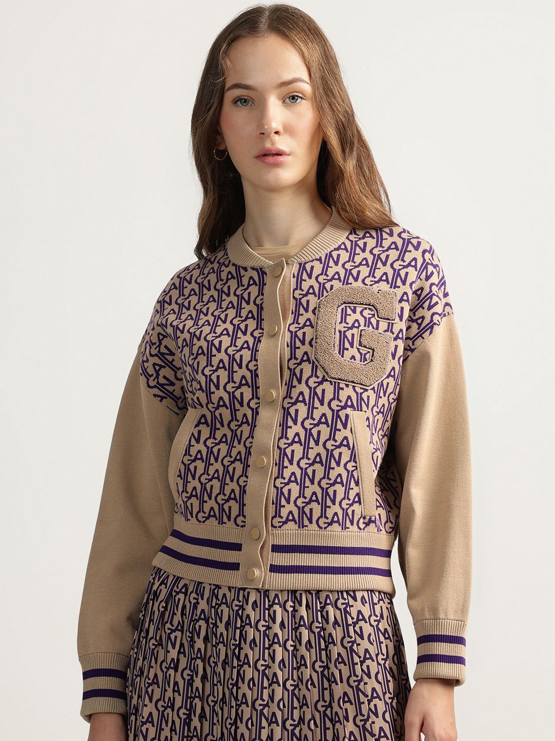 

GANT Women Typography Embroidered Jacket, Khaki