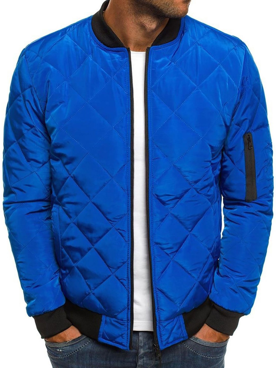 

StyleCast x Revolte Men Mandarin Collar Quilted Jacket, Blue