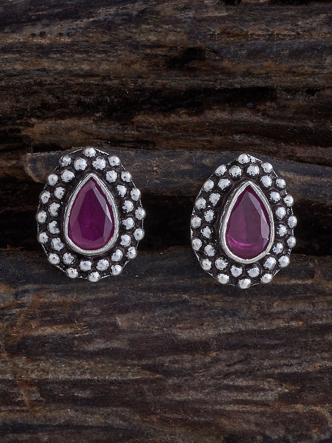 

Kushal's Fashion Jewellery Rhodium Plated Silver Stones Teardrop Shaped Studs