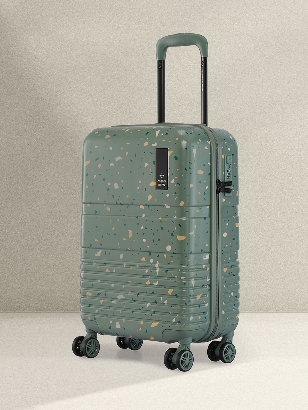 

Nasher Miles Printed Hard Sided Cabin Trolly Suitcase, Green