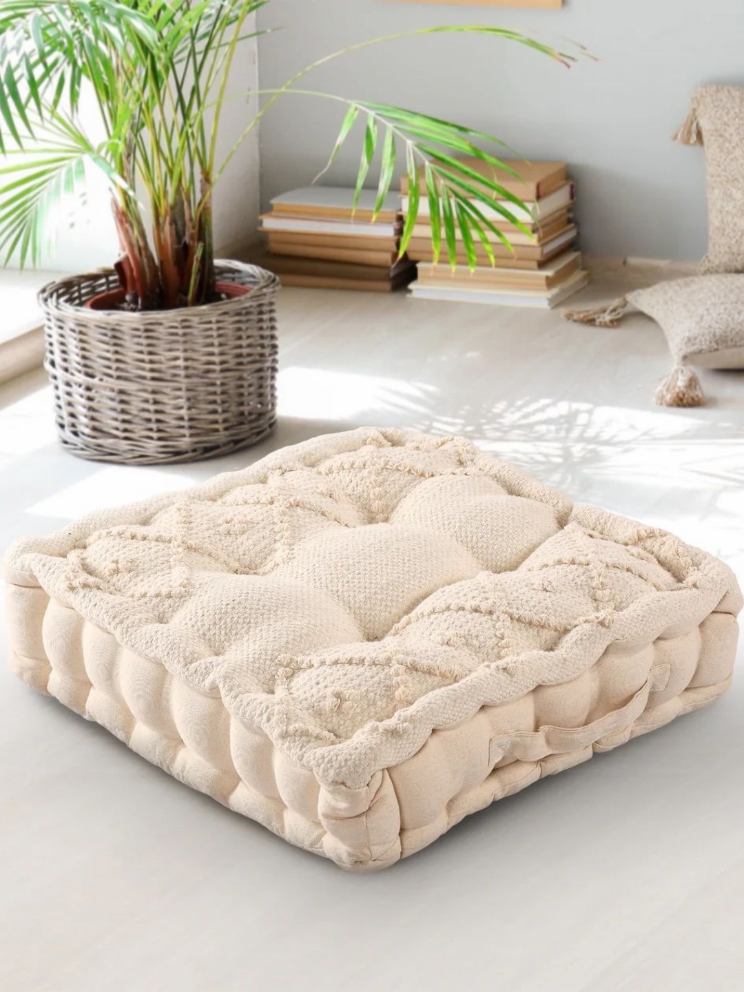 

SASHAA WORLD Square Floor Cushion, Beige