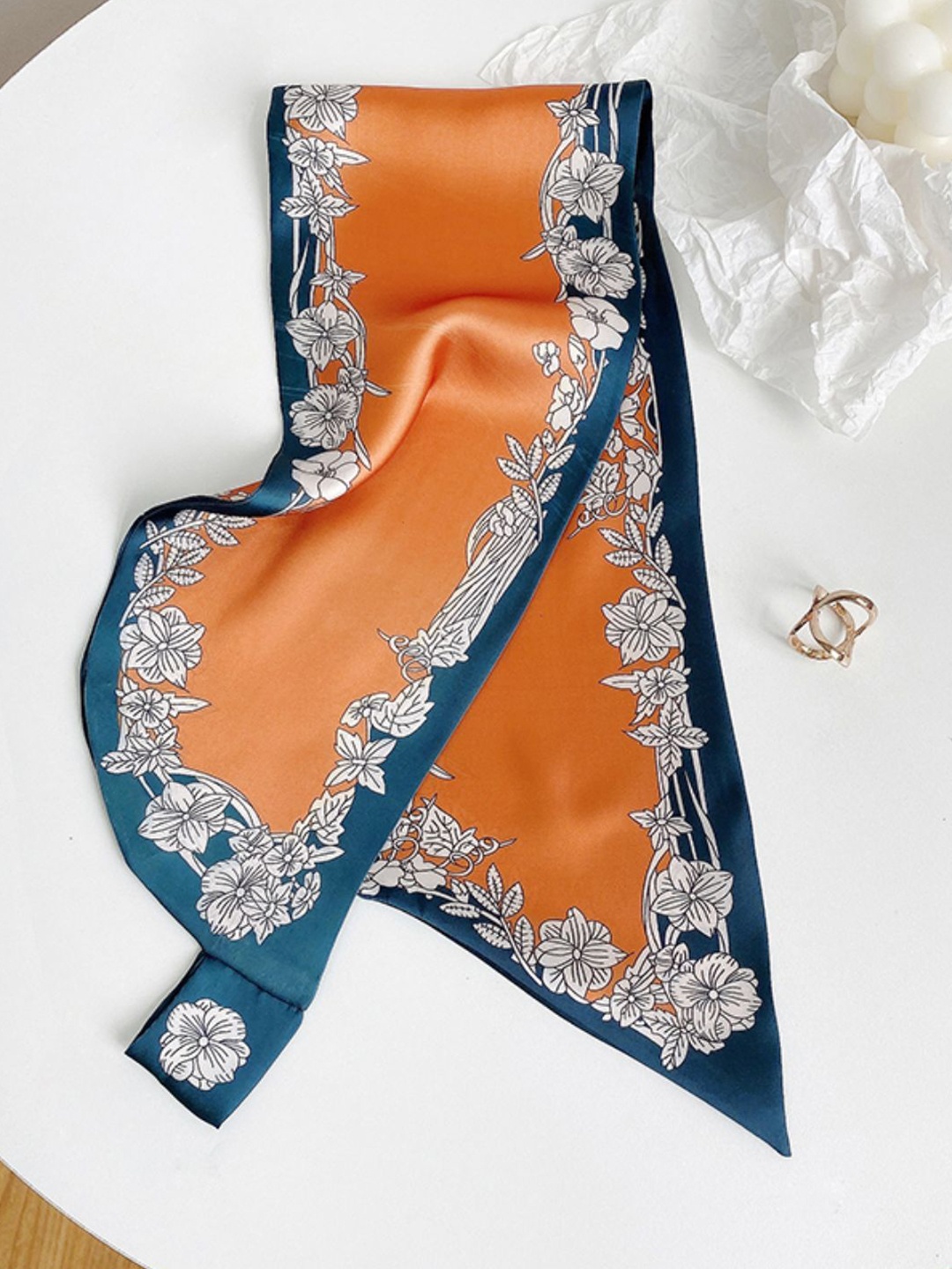 

CrossKulture Women Satin Printed Scarf, Orange