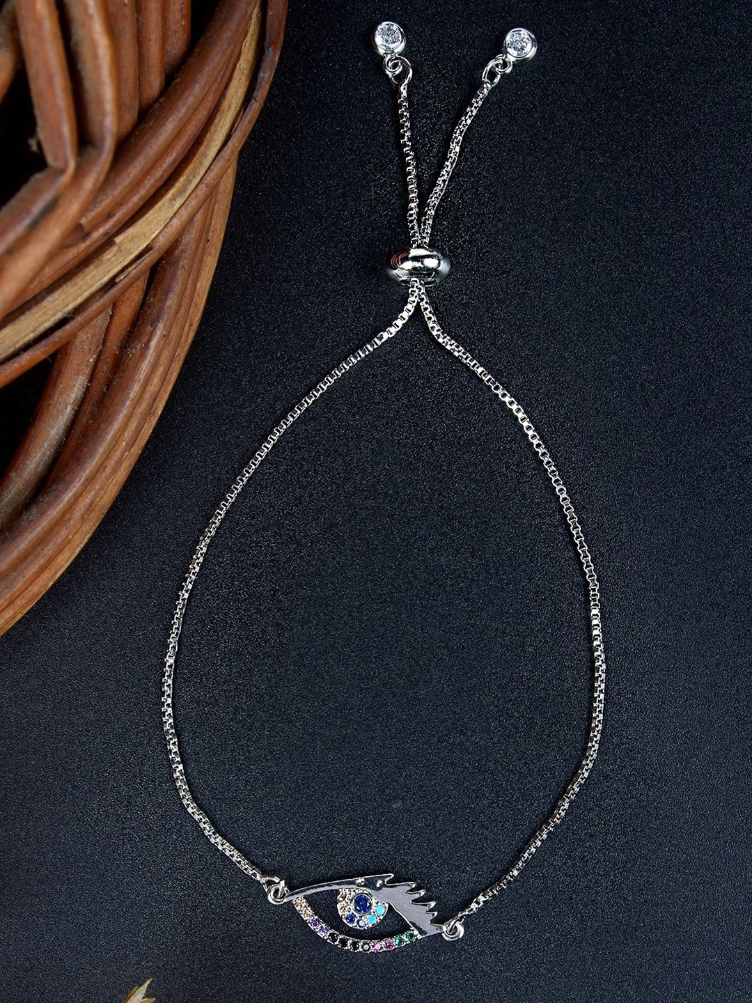 

KPOP Silver Plated Cubic Zirconia Charm Bracelet