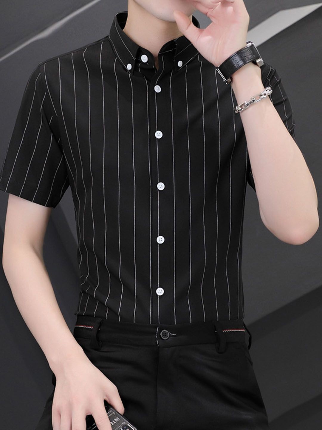 

StyleCast Men Opaque Printed Casual Shirt, Black