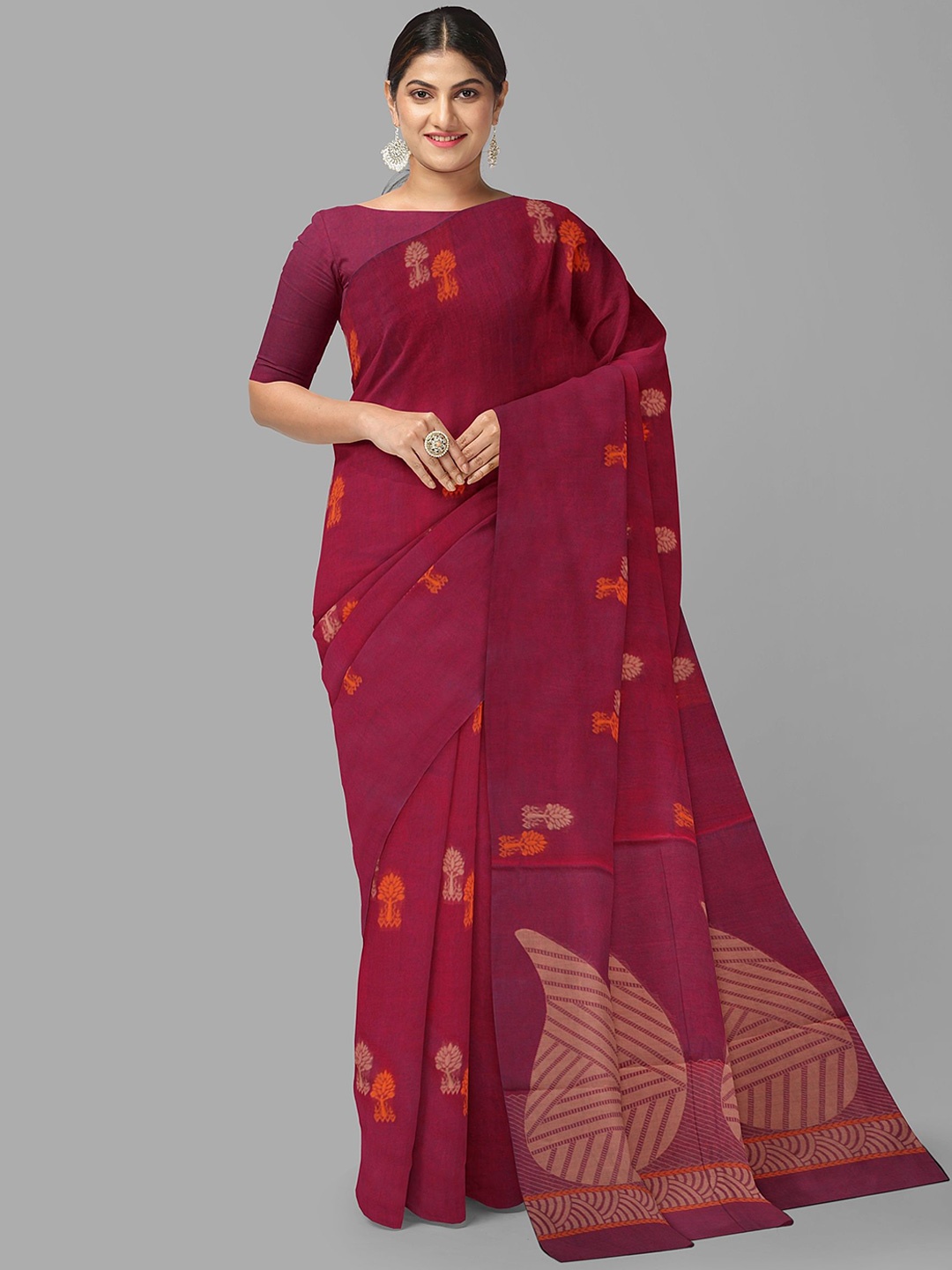 

The Chennai Silks Ethnic Motifs Zari Pure Cotton Kovai Saree, Maroon