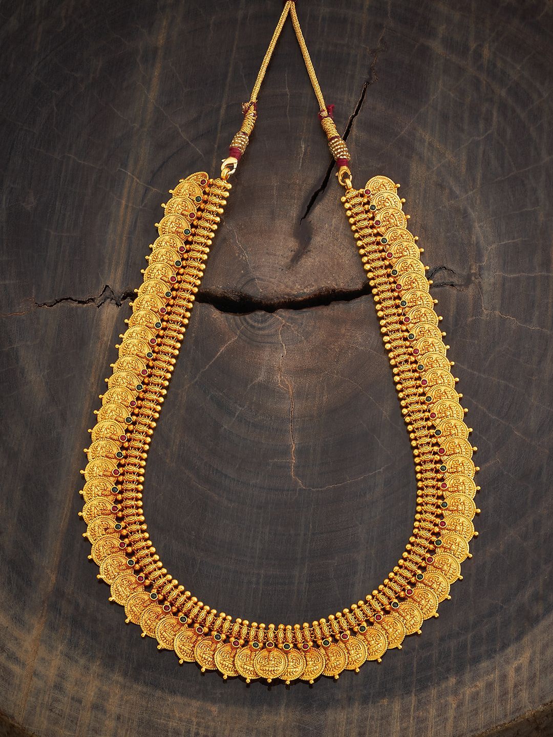 

Kushal's Fashion Jewellery Silver Gold-Plated Temple Necklace