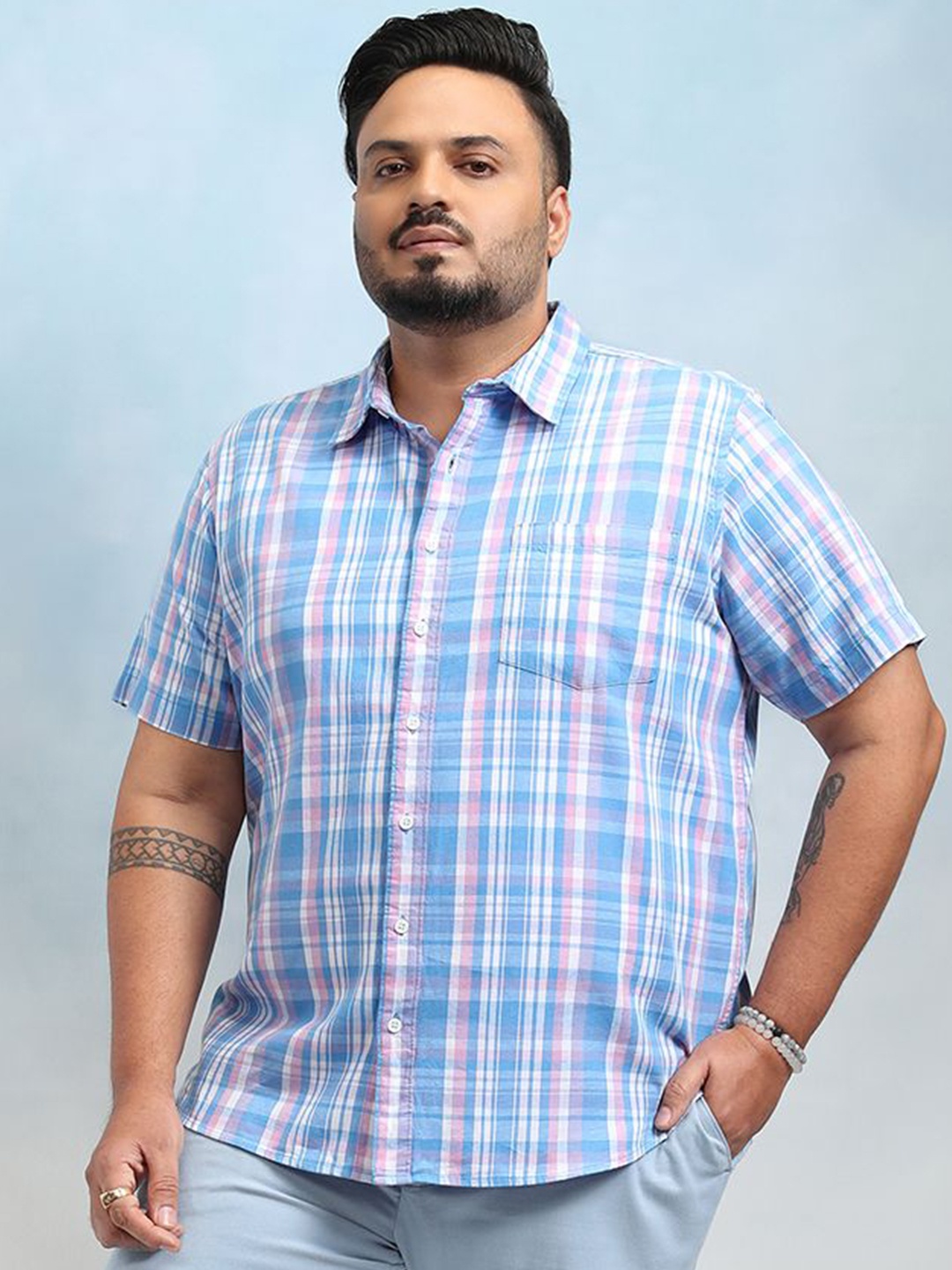 

Highlander Men Plus Size Regular Fit Shirt, Blue