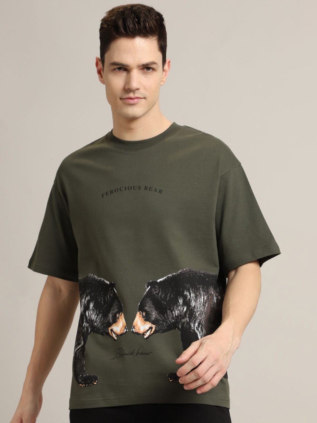 

Banana Club Men Printed T-shirt, Olive