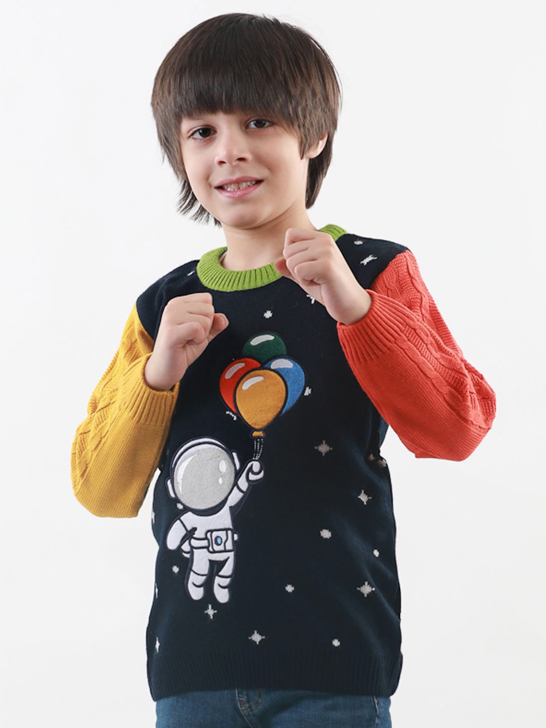 

KNITCO Unisex Kids Pullover with Applique Detail, Blue