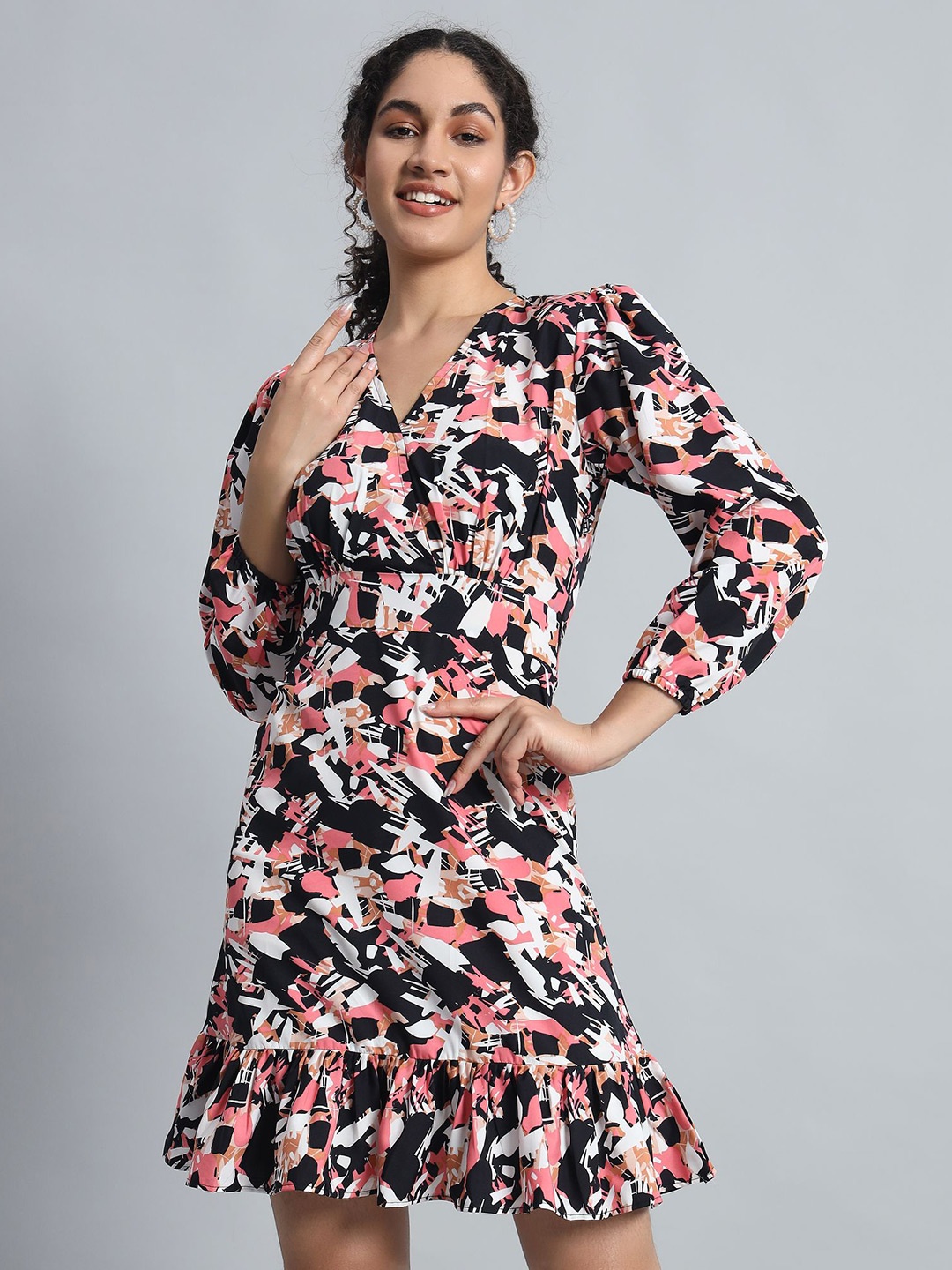 

Mehrang Printed Wrap Dress, Black