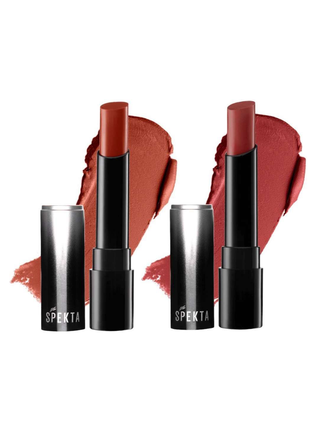 

Spekta Set Of 2 Bullet Matte Lipsticks 107 Spicy Mami & 109 Troublemaker-3.7g each, Brown