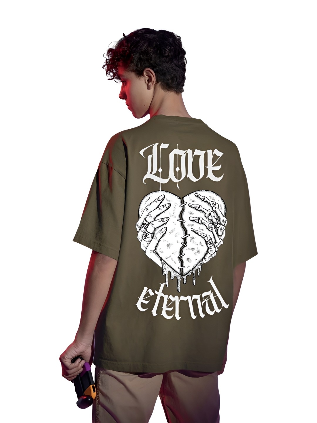 

TBS- THE BARGAIN STREET Men Bio Finish Graphic Printed Round Neck Cotton Oversized T-shirt, Olive