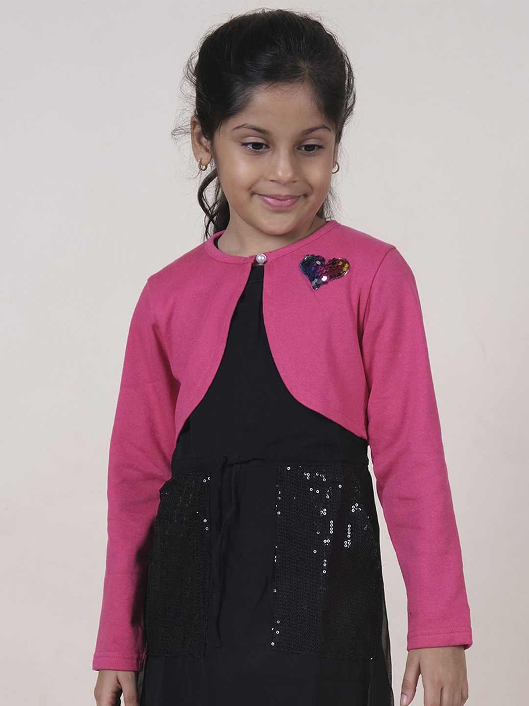 

KiddoPanti Girls Crop Button Shrug, Pink