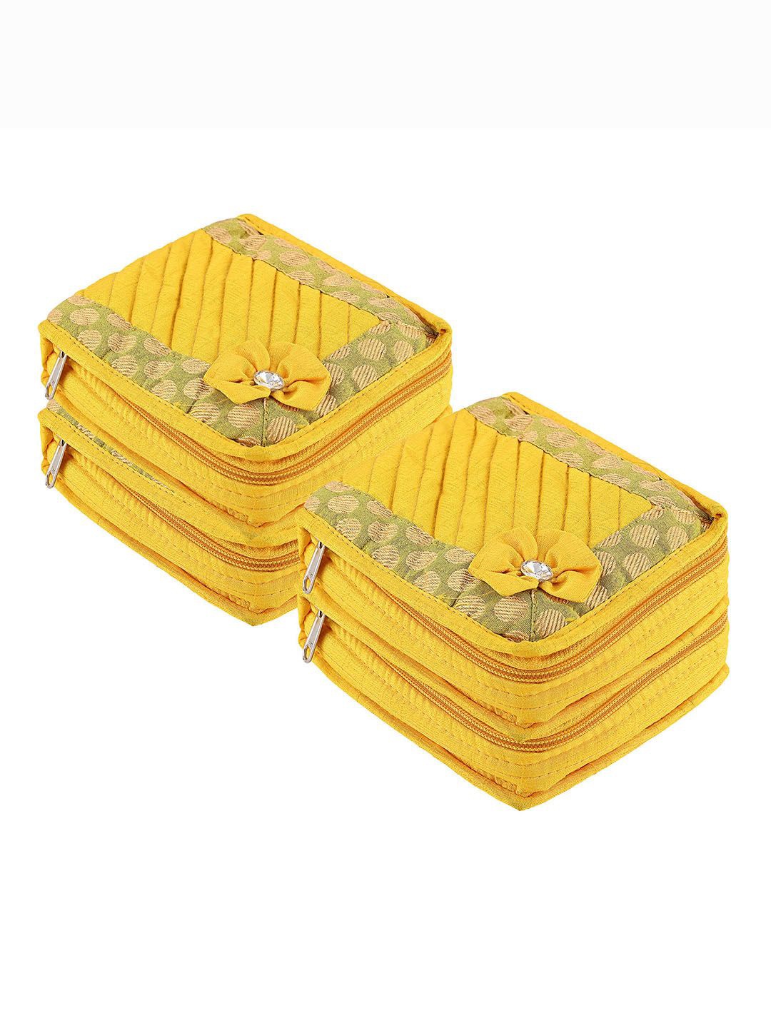 

Kuber Industries Yellow & Gold Toned 4 Pieces Printed Wardrobe Jewellery Organisers