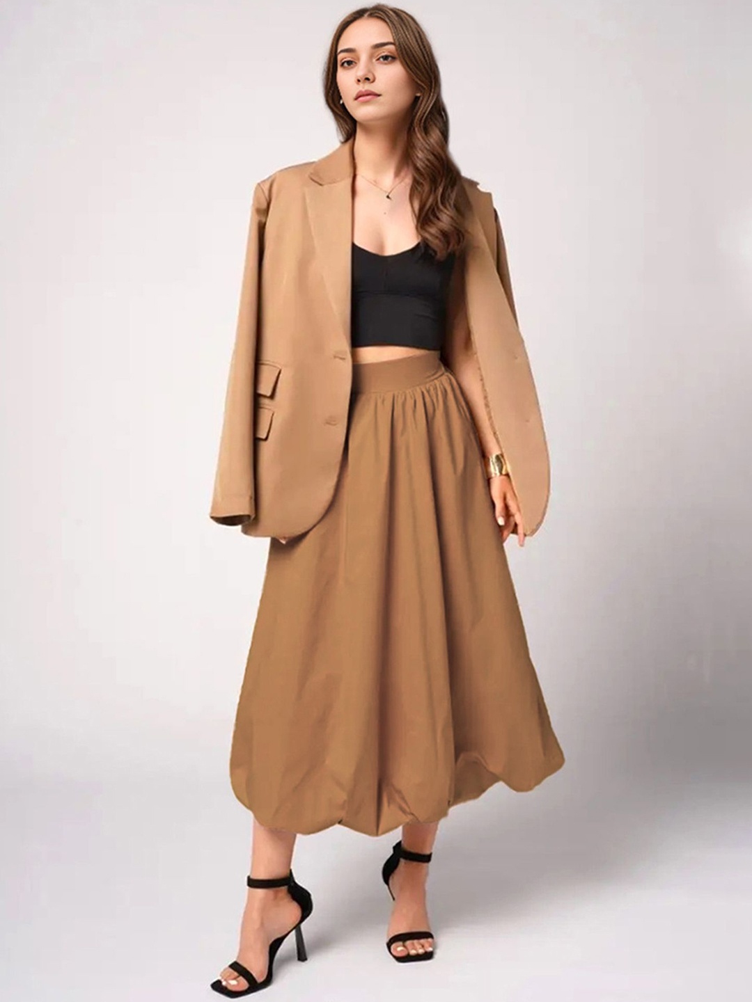 

LULU & SKY Balloon Maxi Skirts, Khaki