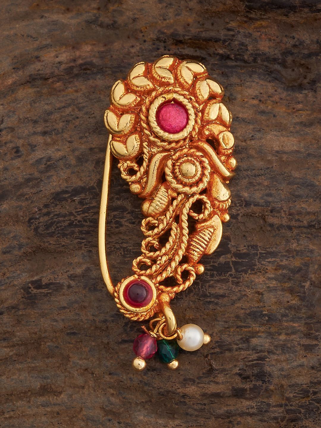 

Kushal's Fashion Jewellery Gold-Plated Cubic Zirconia Ring Nosepin