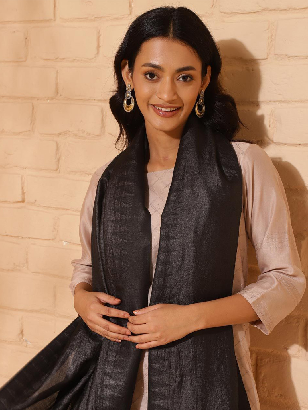 

Fabindia Geometric Woven Design Dupatta, Grey