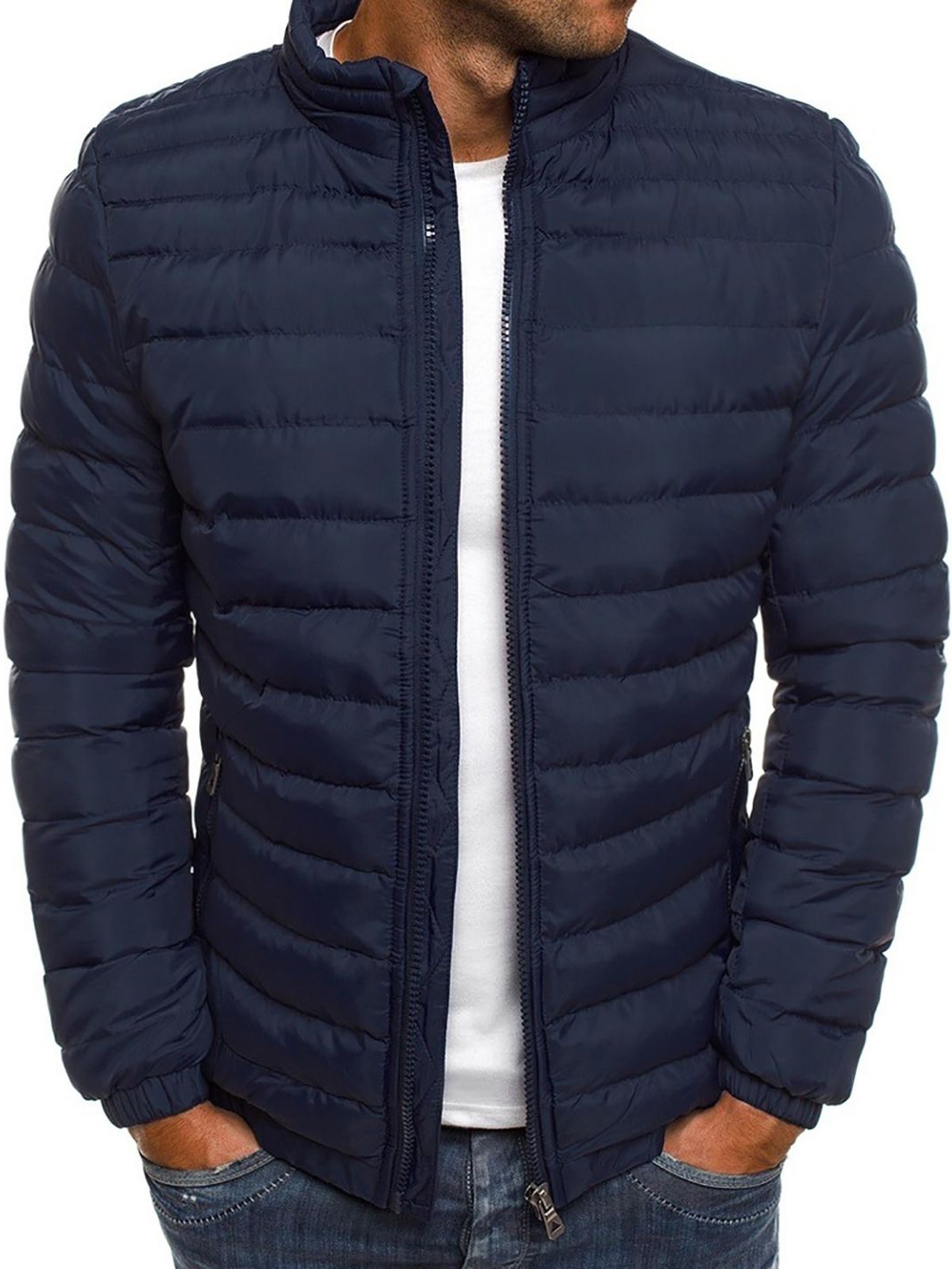 

StyleCast x Revolte Men Insulator Outdoor Puffer Jacket, Navy blue