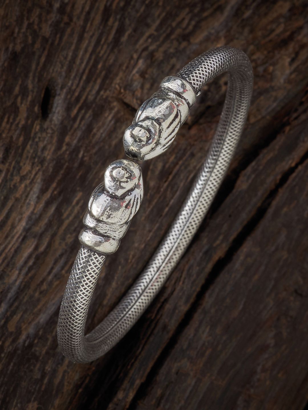 

Kushal's Fashion Jewellery Silver Rhodium-Plated Kada Bracelet
