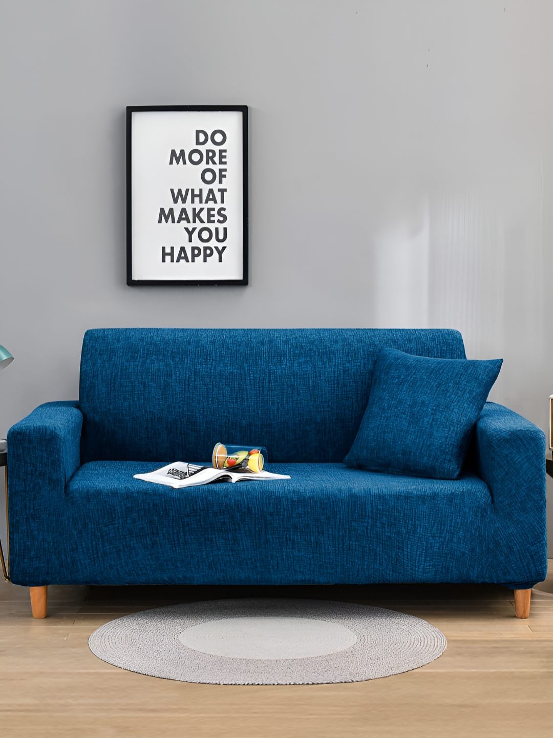 

Story@home Blue & Black Printed 3 Seater Stretchable Sofa Cover With Arms