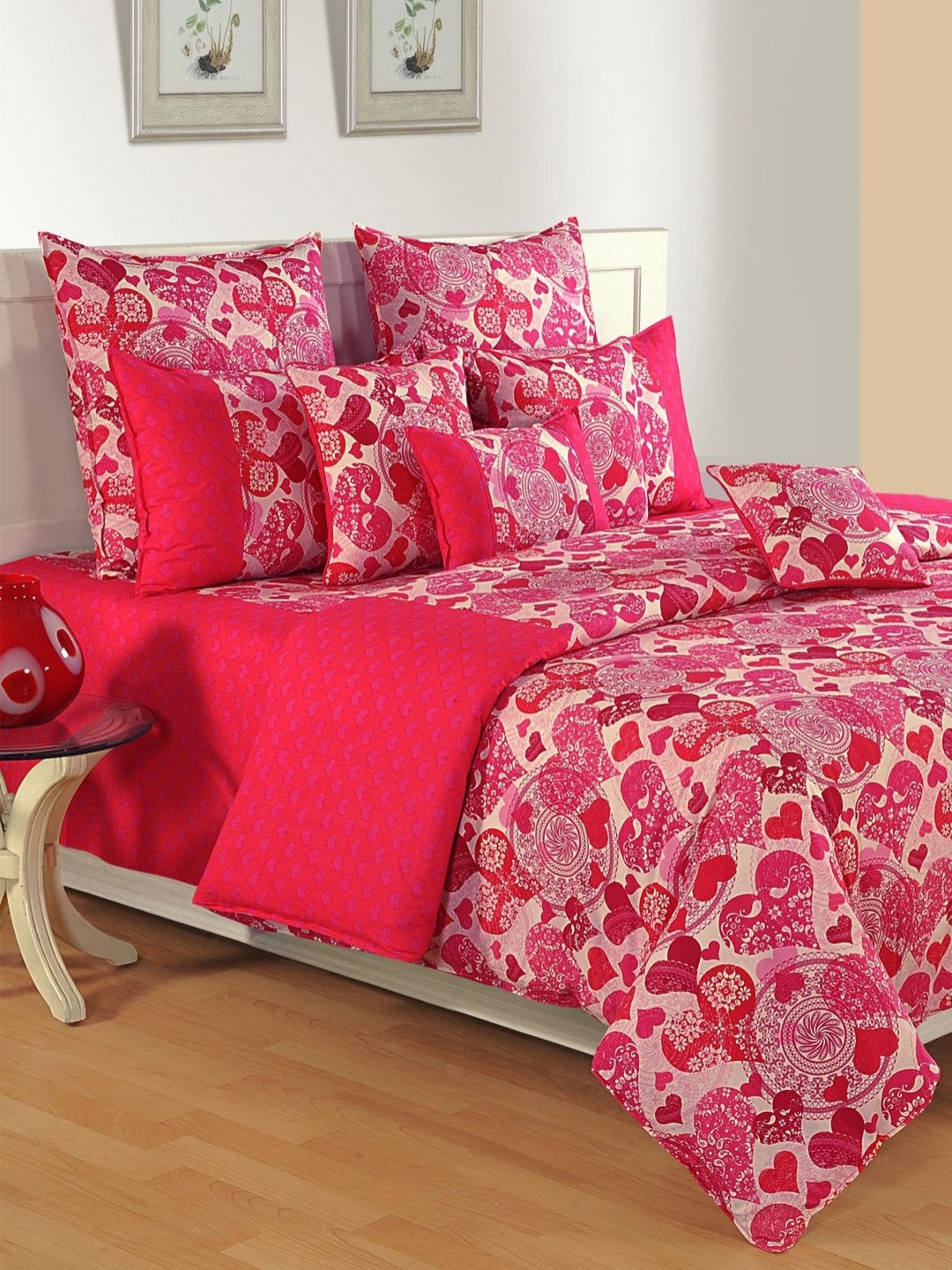 

SWAYAM Pink Graphic 160 TC King Bedsheet with 2 Pillow Covers