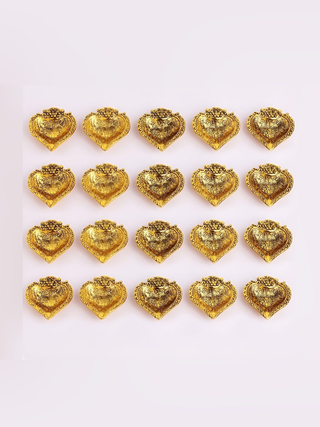 

IndianShelf 20 Pieces Gold Toned Paan Leaf Pooja Diyas