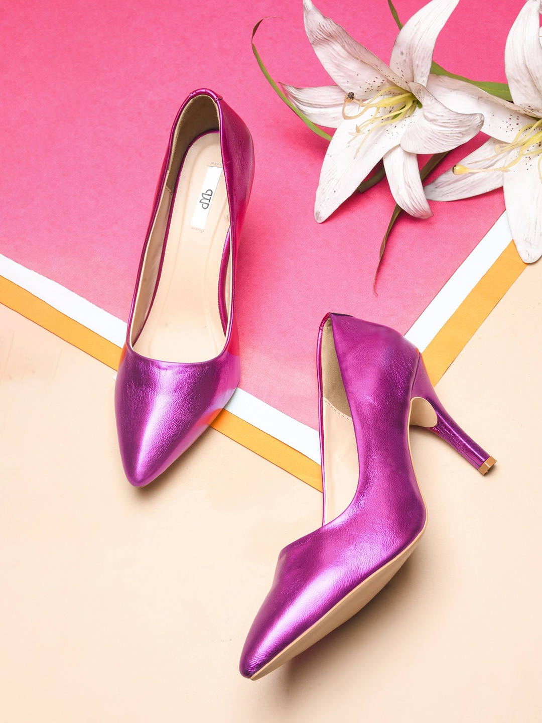 

THE WHITE POLE Women Closed Back Stiletto Mules, Pink