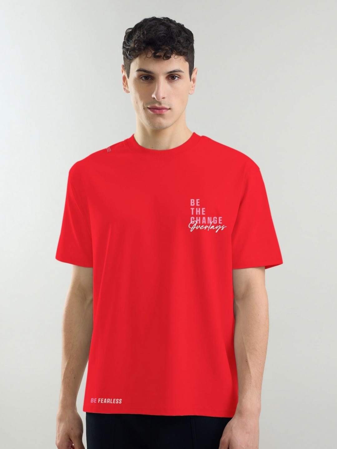 

Overlays Men Typography Extended Sleeves T-shirt, Red