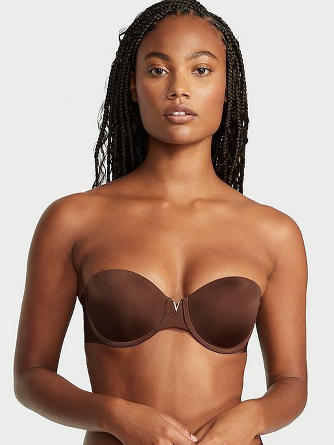 

Victoria's Secret Half Coverage Underwired Lightly Padded Bandeau Bra, Brown