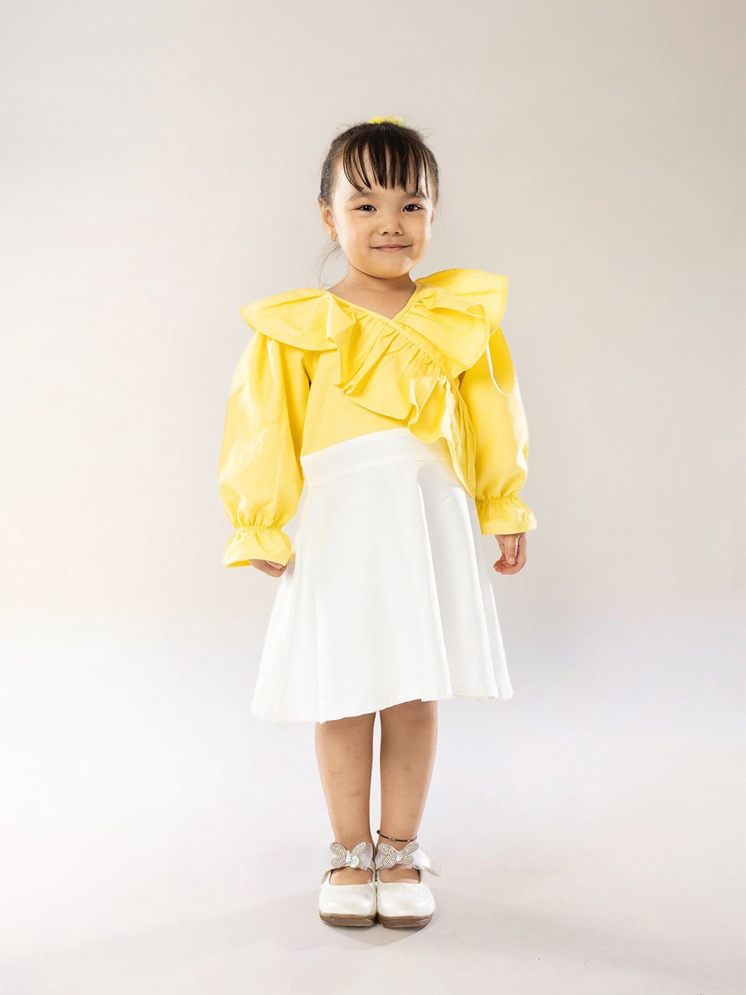 

BAESD Girls Puff Sleeve Fit & Flare Midi Dress, Yellow