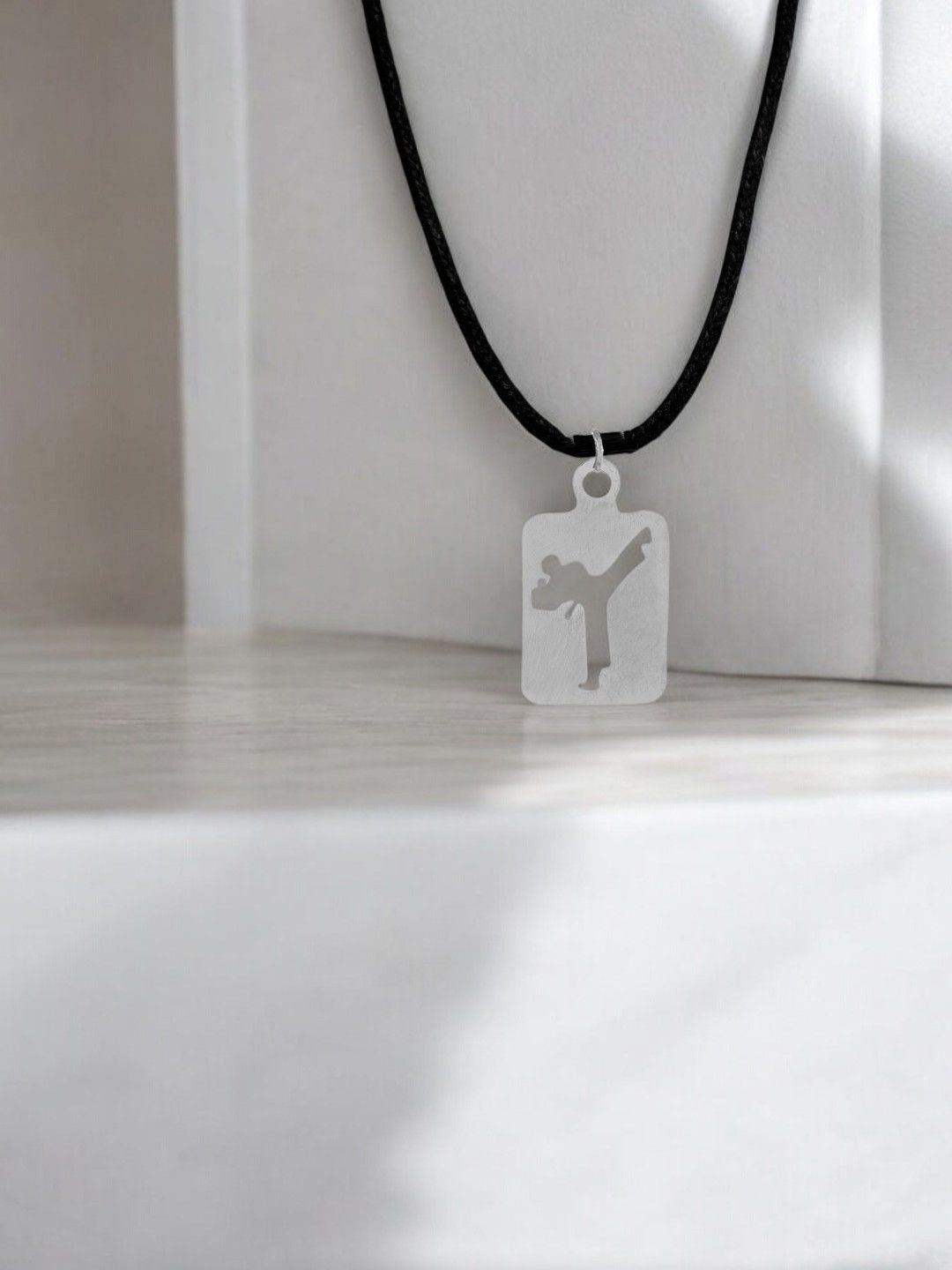 

Goldnera Men 925 Sterling Silver Geometric Pendant with Black Cord