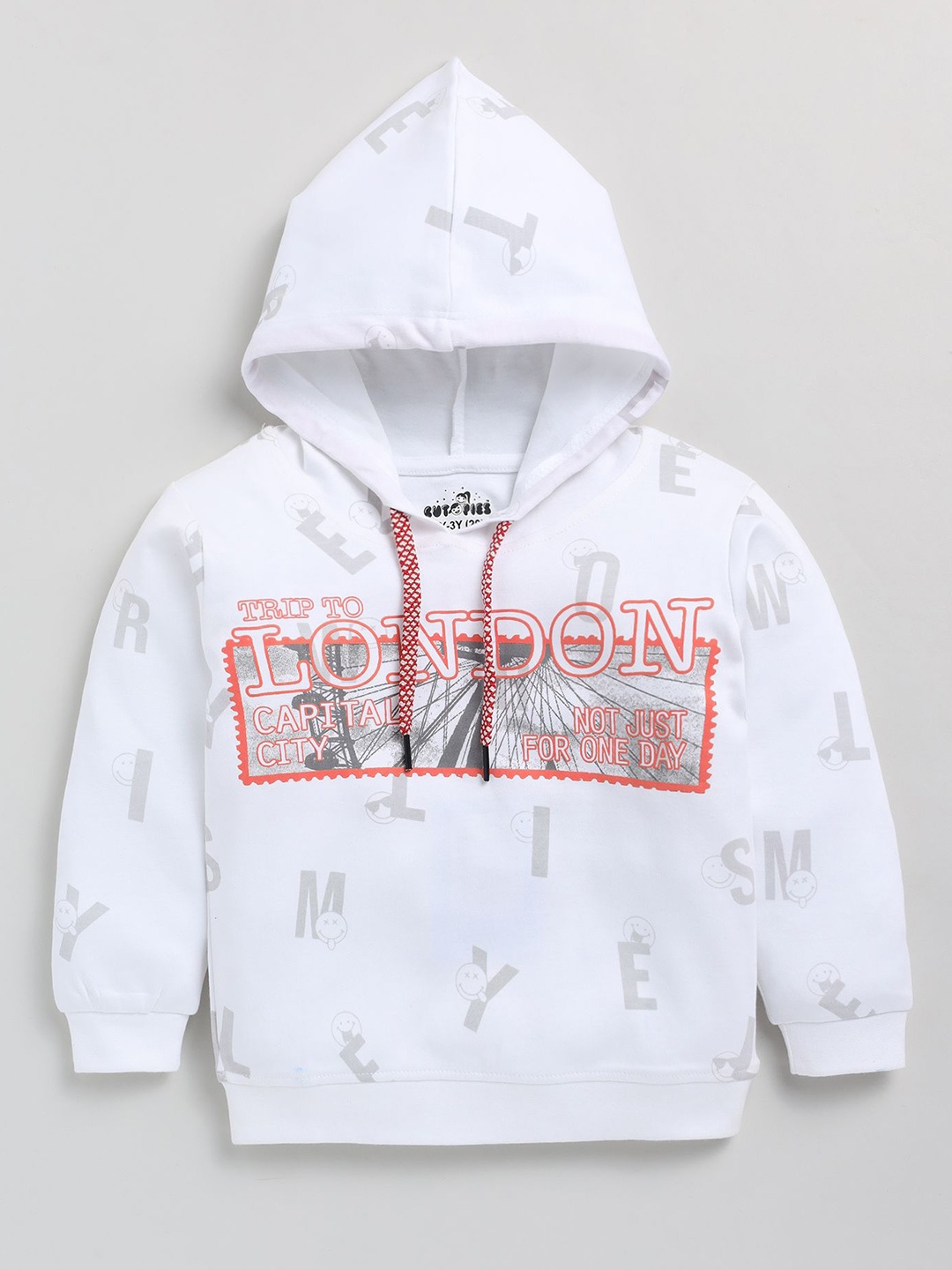 

Cutopies Boys Printed Hooded Sweatshirt, White