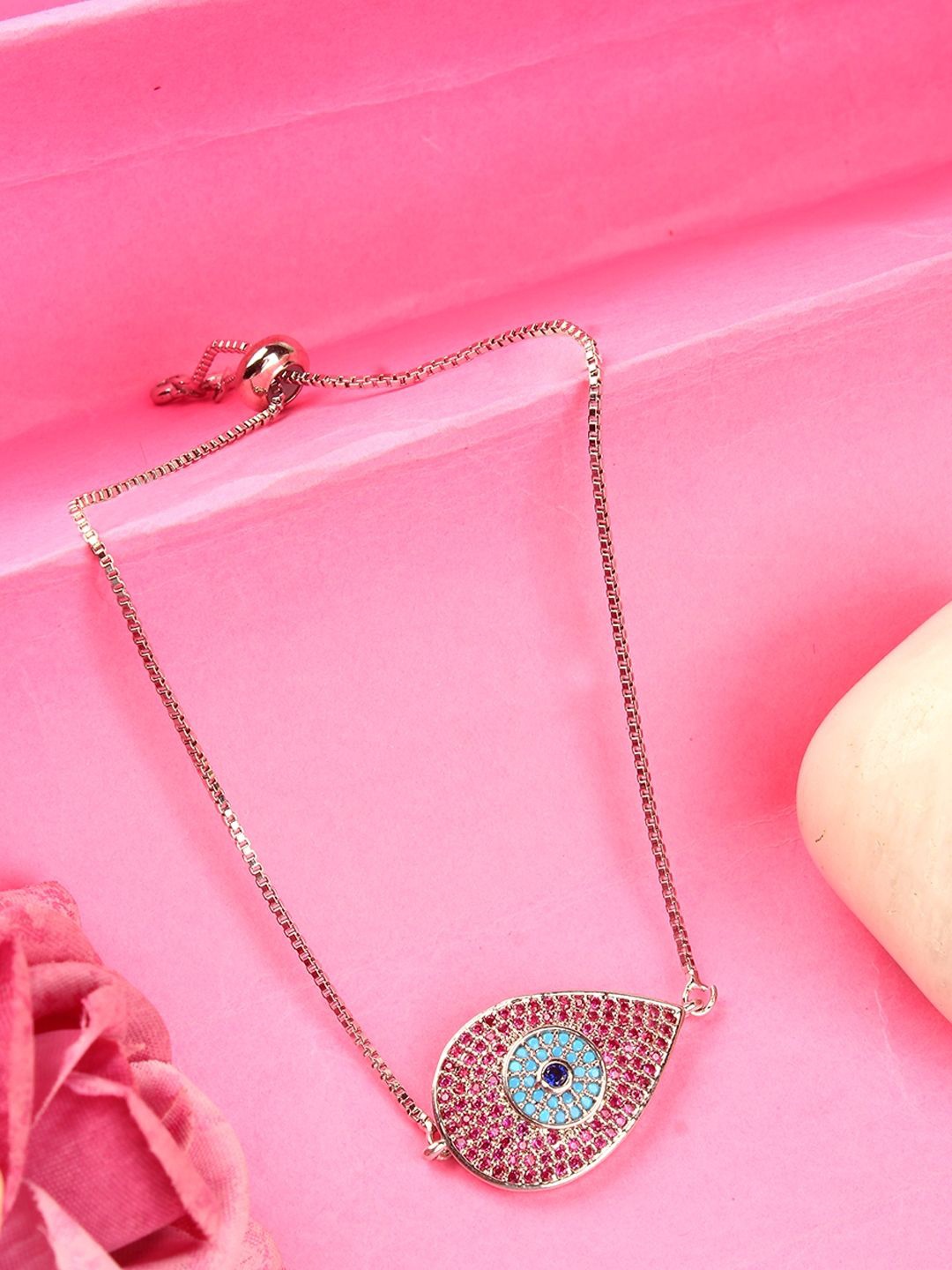 

KPOP Silver-Plated Stone Studded Wraparound Bracelet