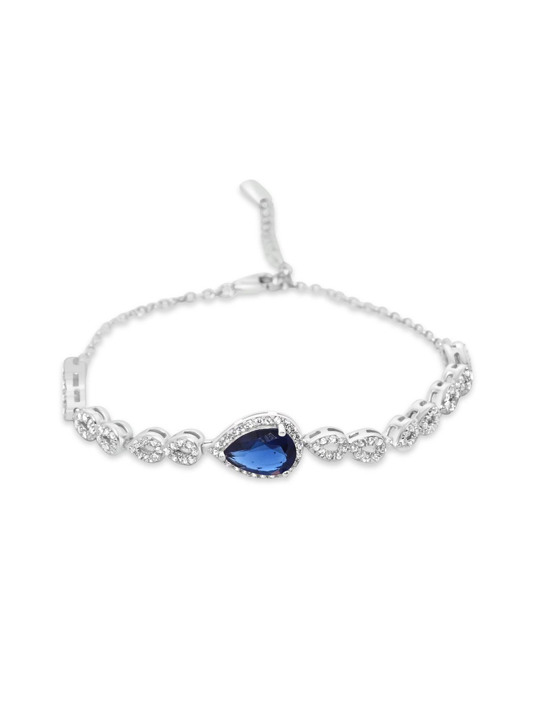 

925 SILLER Sterling Silver Rhodium-Plated Cubic Zirconia Studded Wraparound Bracelet