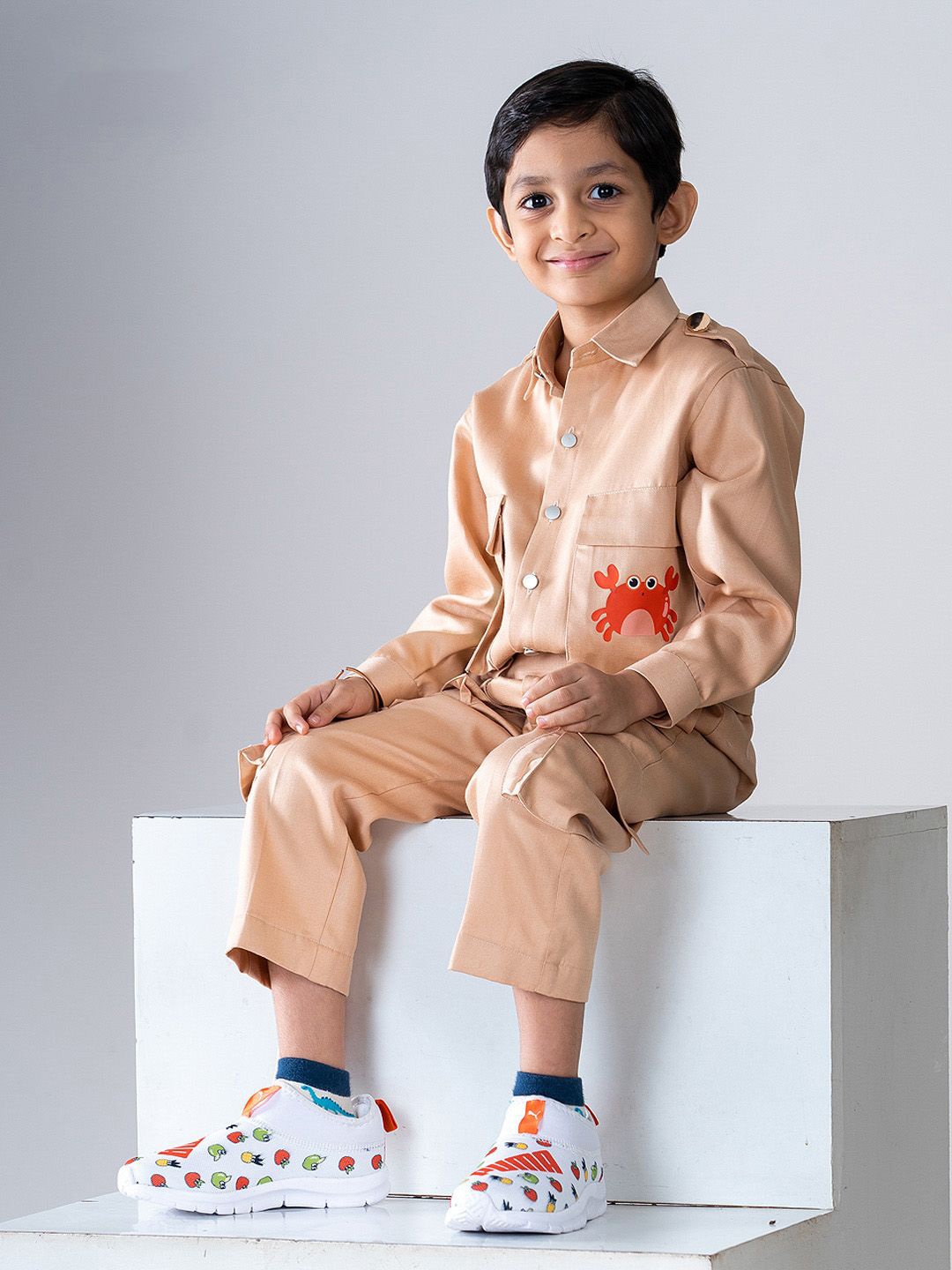 

BAYA COUTURE Kids Sea Animals Party Jumpsuit, Peach