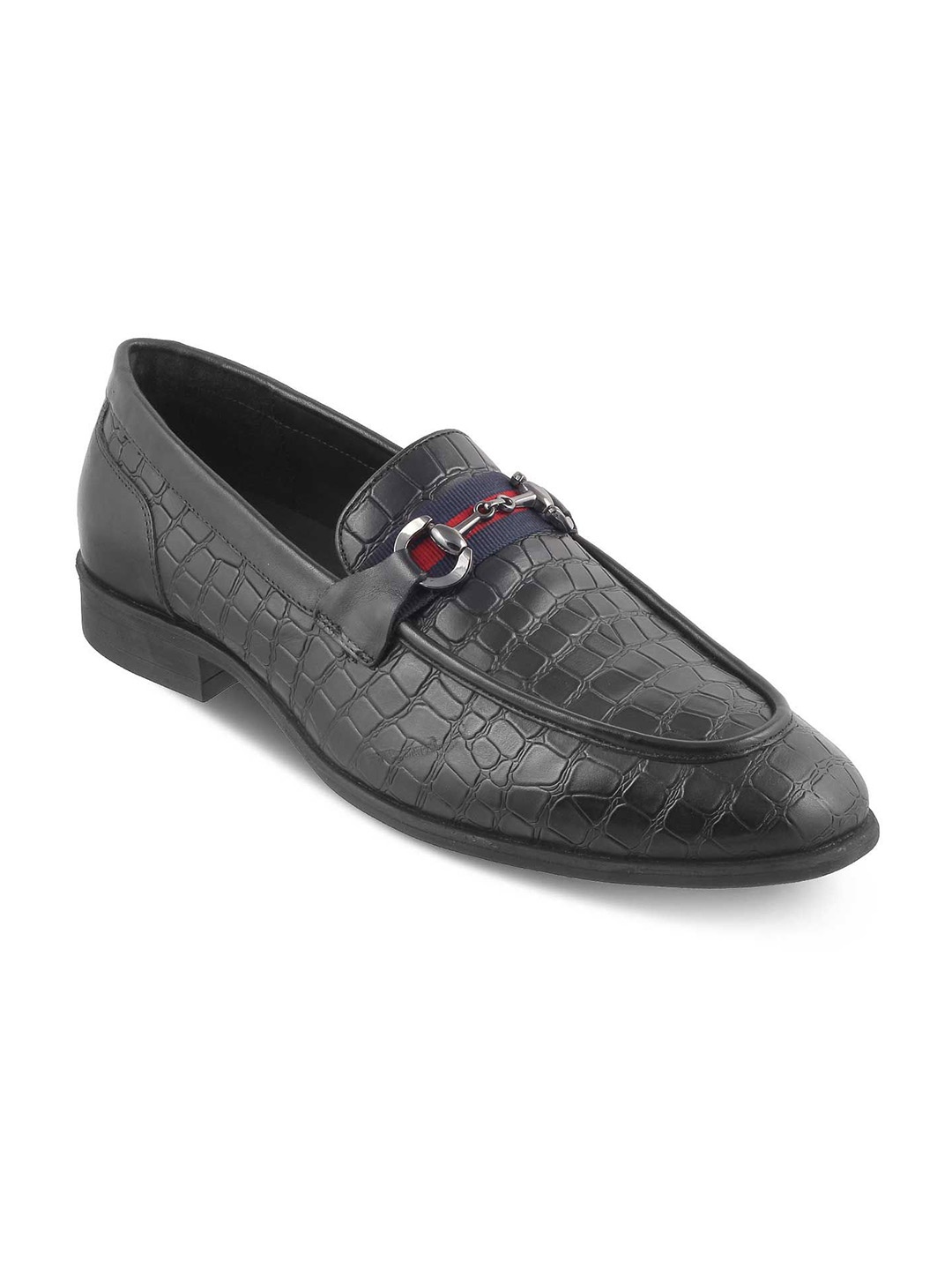 

Tresmode Men Leather Slip-On Loafers, Black