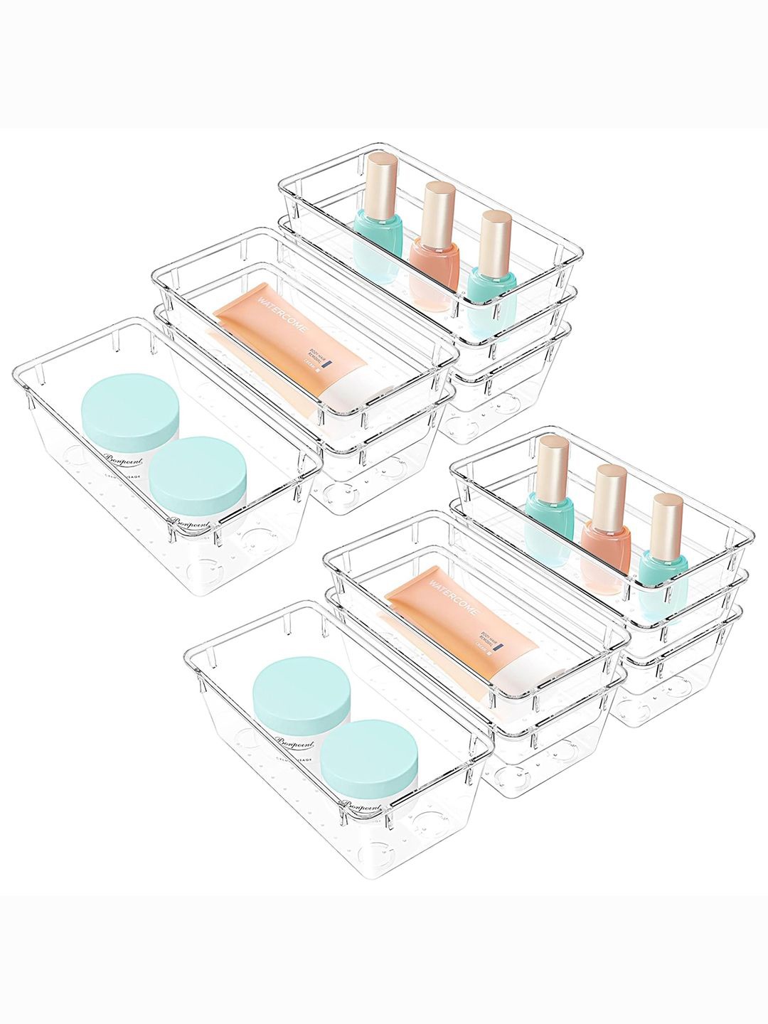 

Kuber Industries Transparent 12 Pieces Acrylic Kitchen & Makeup Storage Organisers