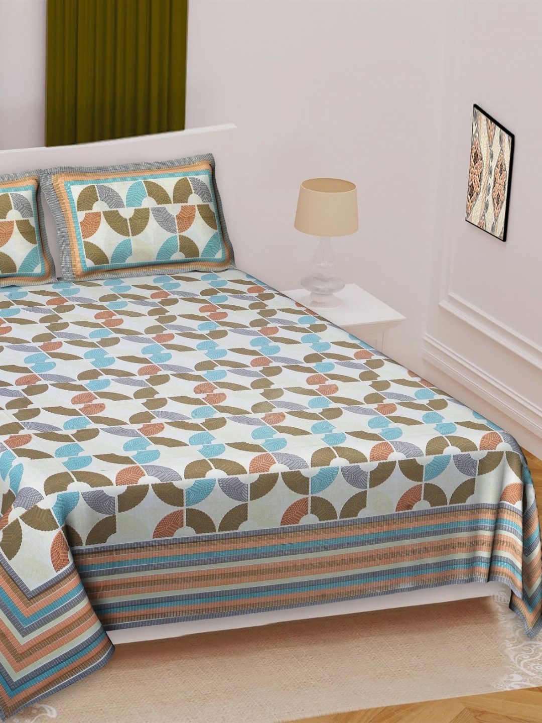 

Texstylers Multicoloured Floral 180 TC Queen Bedsheet with 2 Pillow Covers, Multi