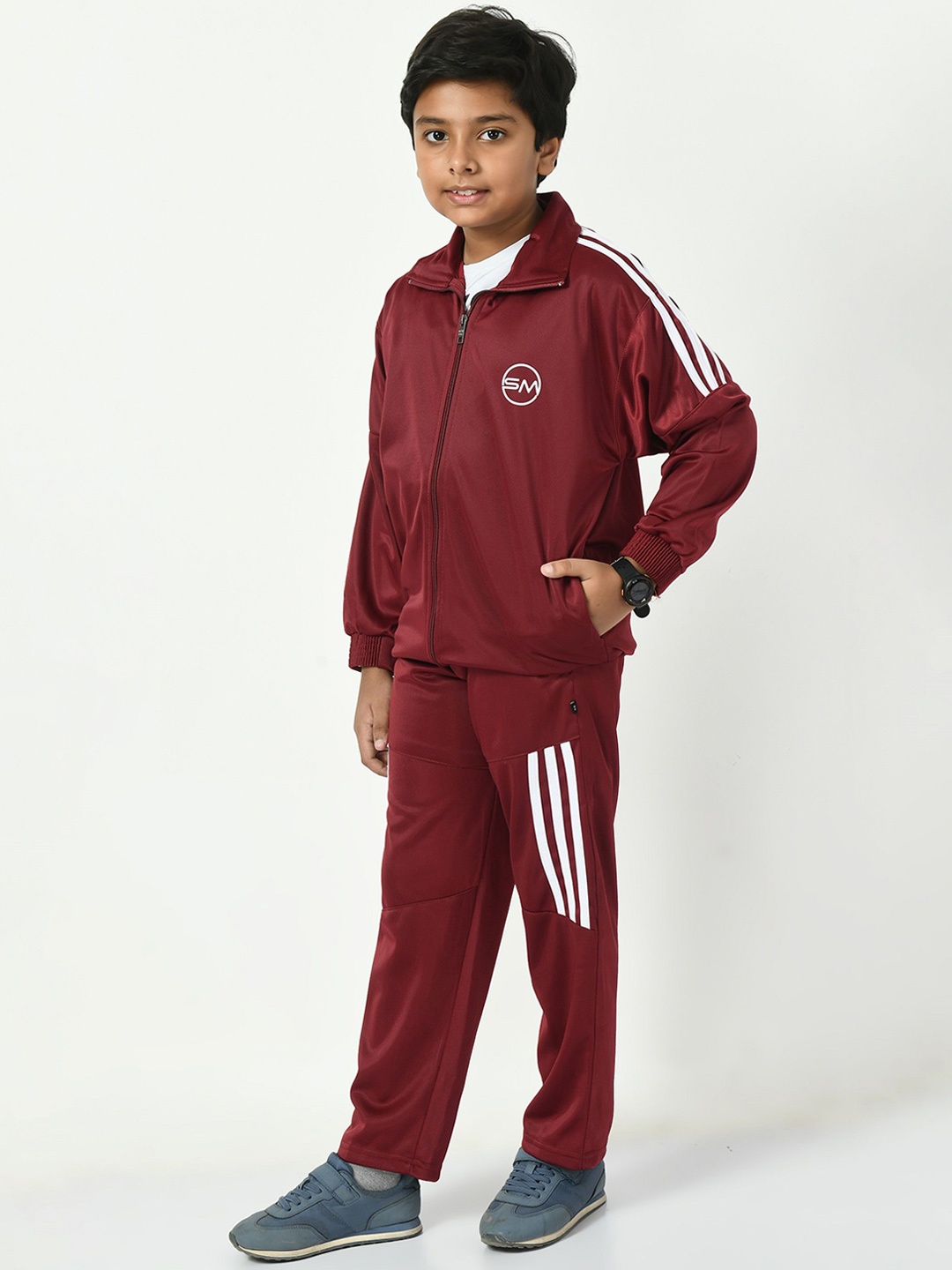 

SMSHOPMORE Boys Mid-Rise Tracksuits, Maroon