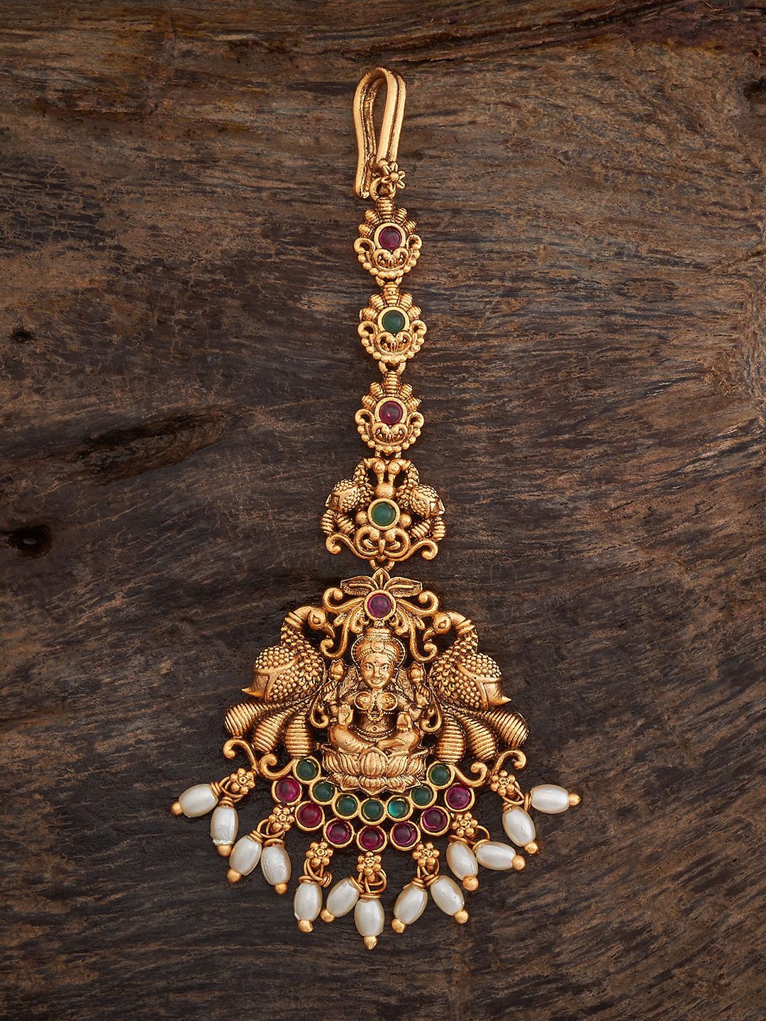 

Kushal's Fashion Jewellery Gold-Plated Stone Studded & Beaded Maang Tikka Head Jewellery