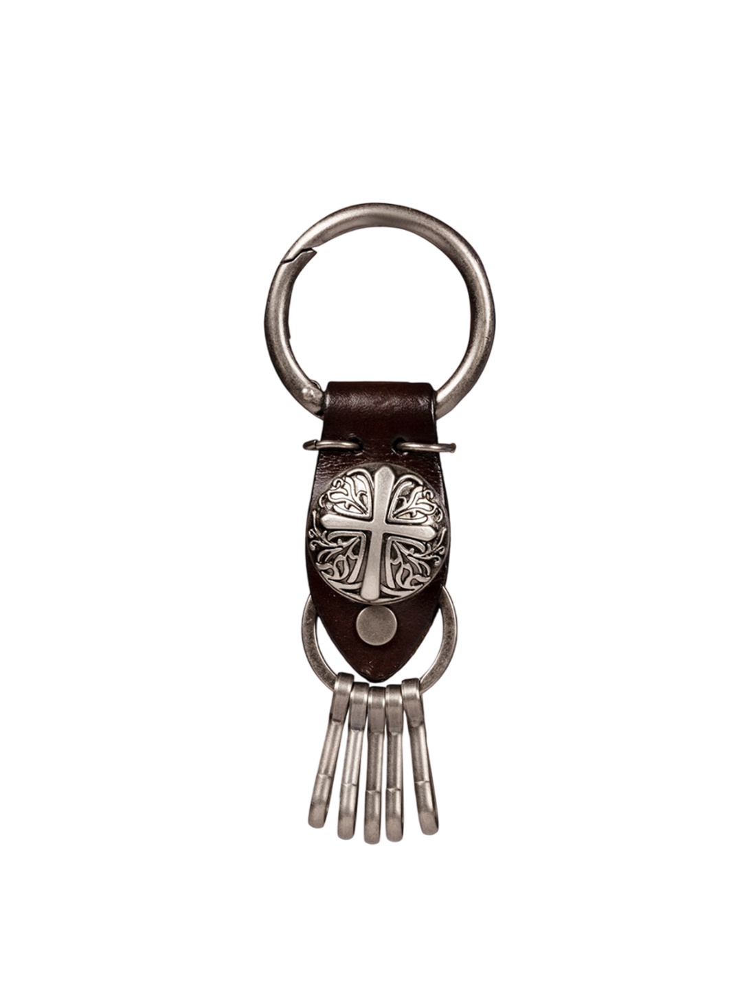 

DIMEH Textured Warrior Shield Design Key Chain, Brown