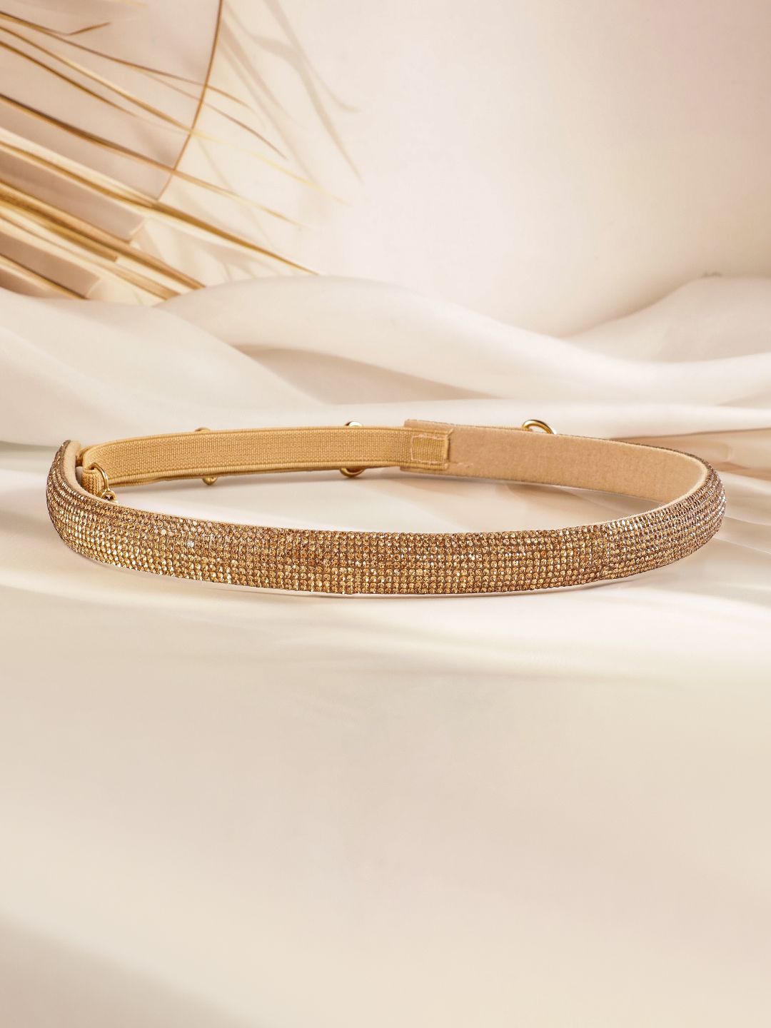 

Rubans Gold-Tone Crystal Zirconia Embellished Adjustable Waist Belt Saree Accessory