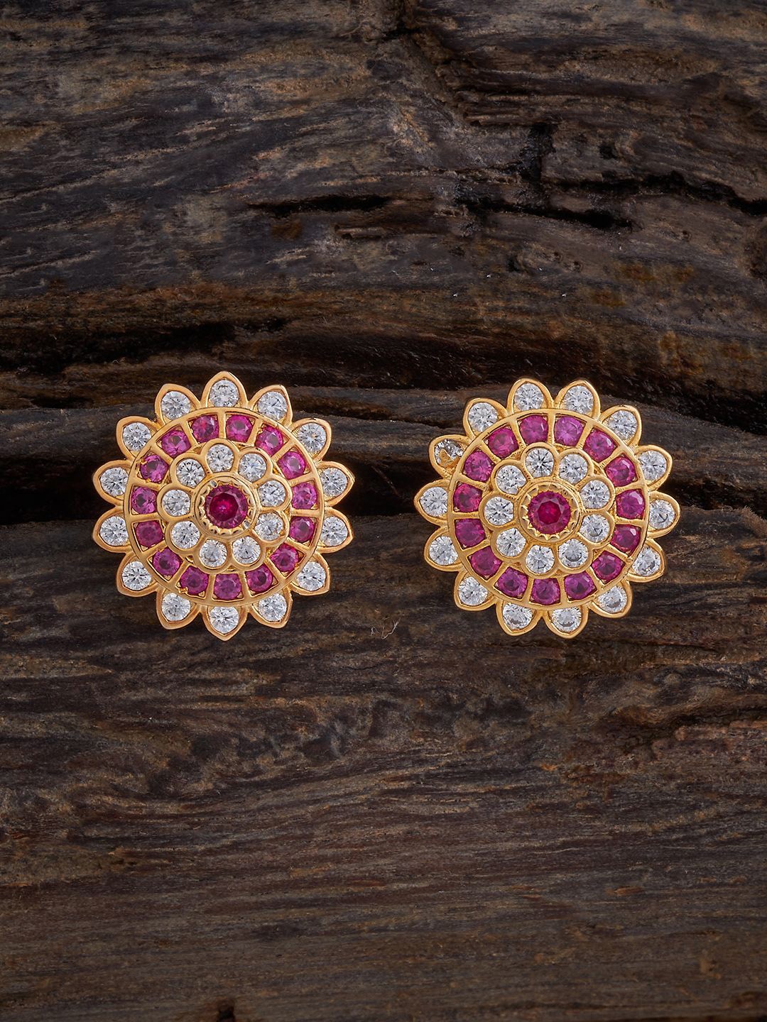 

Kushal's Fashion Jewellery Gold-Plated Cubic Zirconia Studded Floral Studs