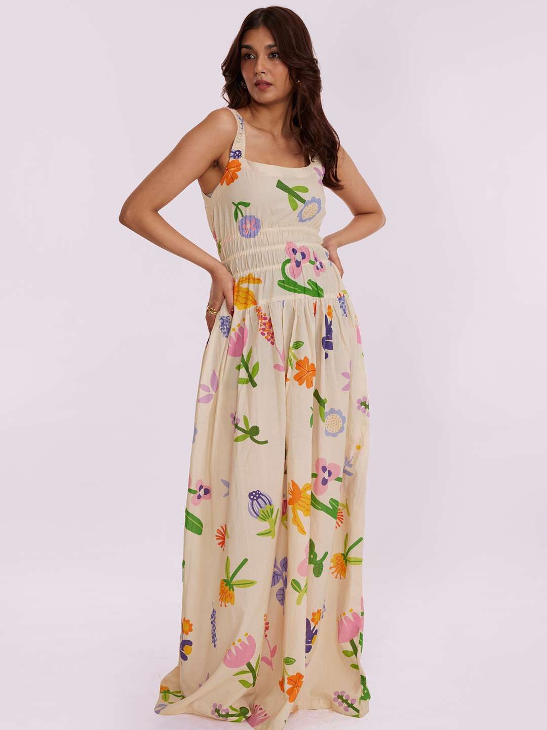 

POPPI Floral Printed Maxi Dress, Off white