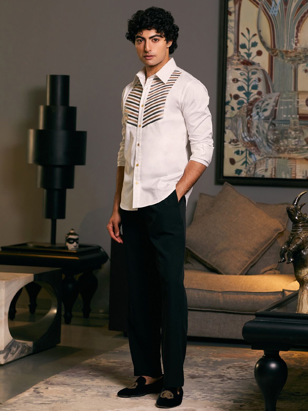 

Siddartha Tytler Men Spread Collar Solid Cotton Casual Shirt, White